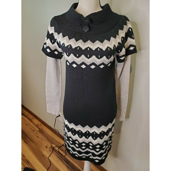 Eten Size XL Sweater Dress Black Gray Layered - Picture 4 of 6